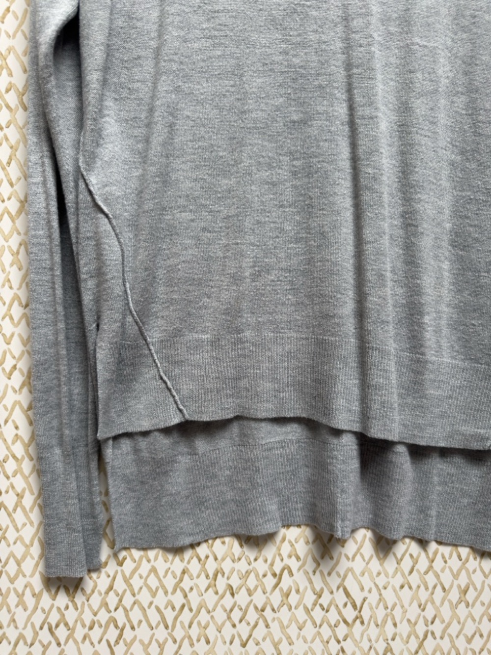Zara Knit Sweater Heather Gray Minimalist High Low Hem Pullover Size M - Picture 4 of 12
